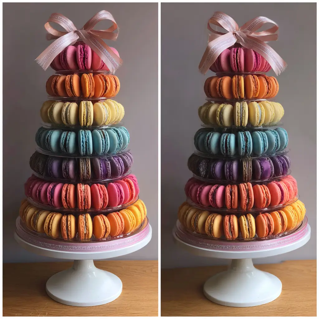 Rainbow Macaron Tower Cake
