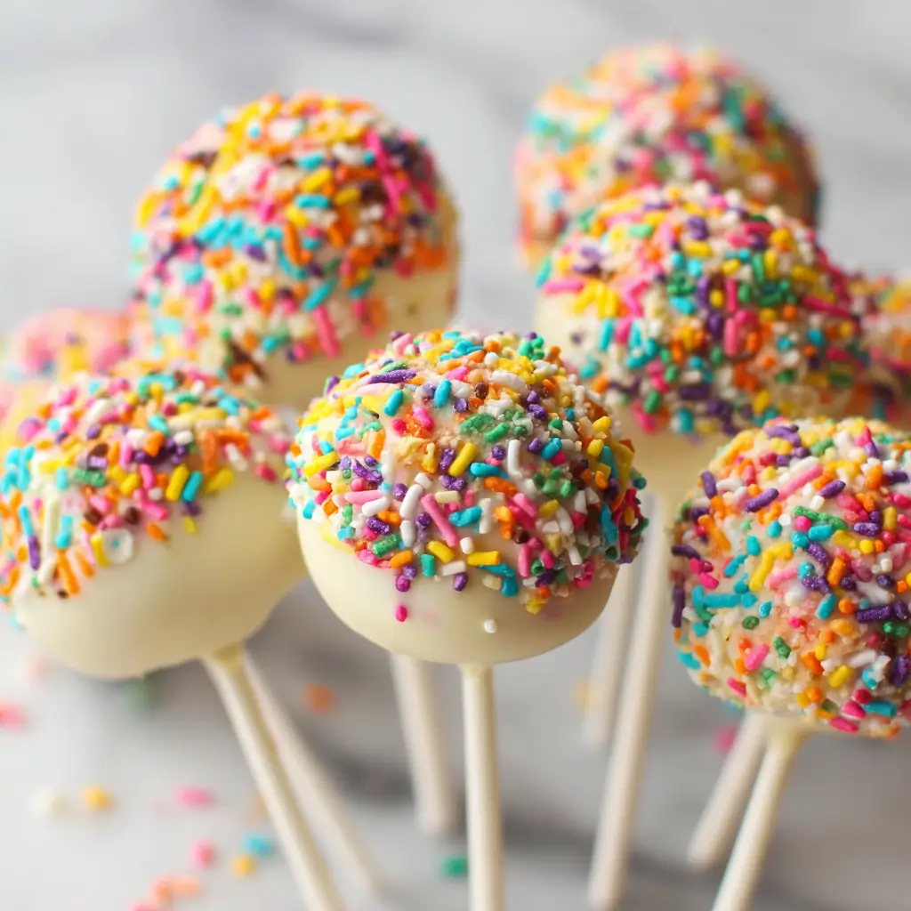 Rainbow Sprinkle Explosion Cake Pops