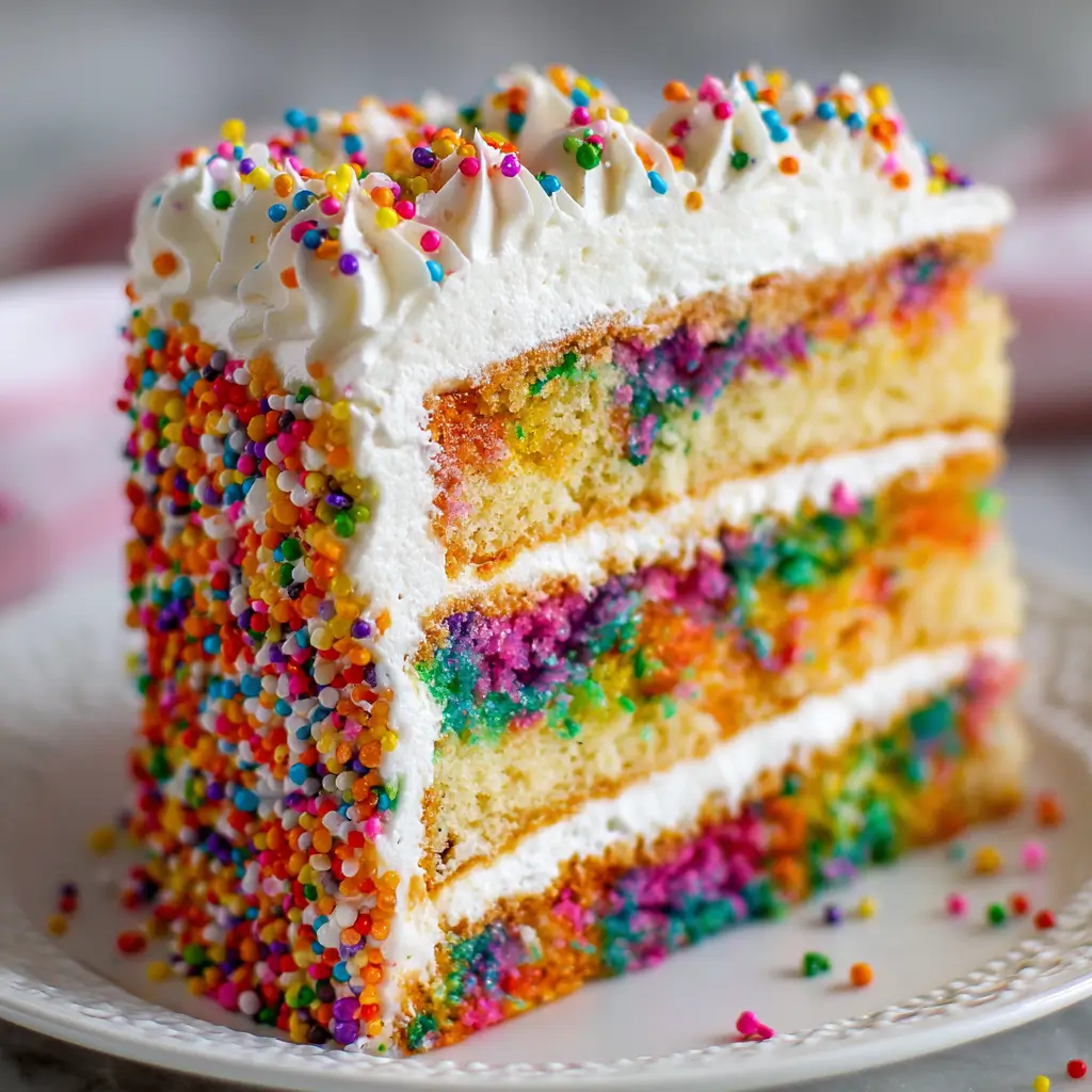Rainbow Sprinkle Filled Cupcake Layer Cake