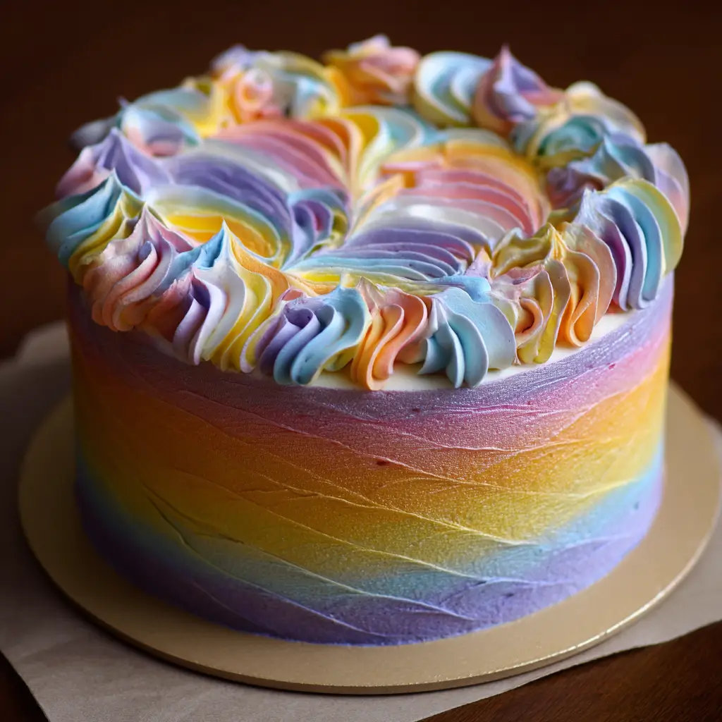 Rainbow Swiss Meringue Buttercream Cake