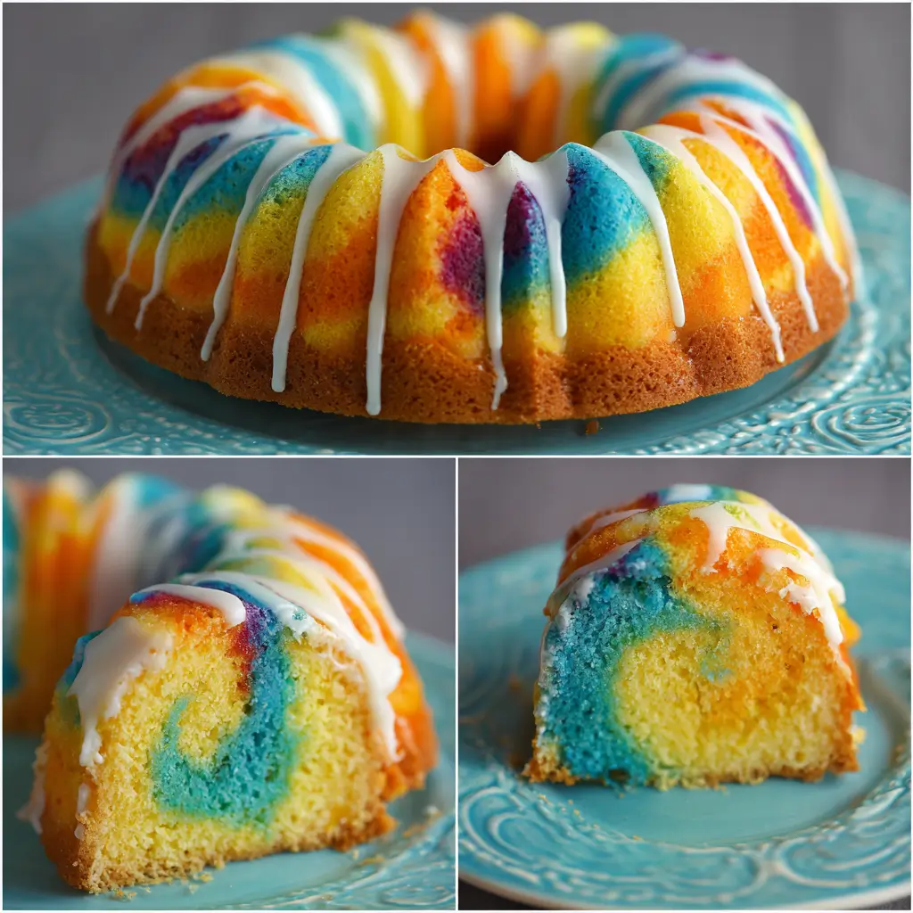 Rainbow Tie-Dye Bundt Cake