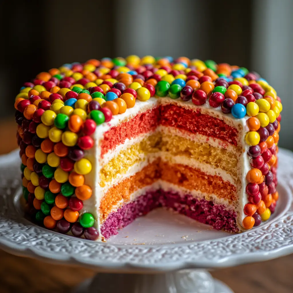Skittles Candy Top Rainbow Cake