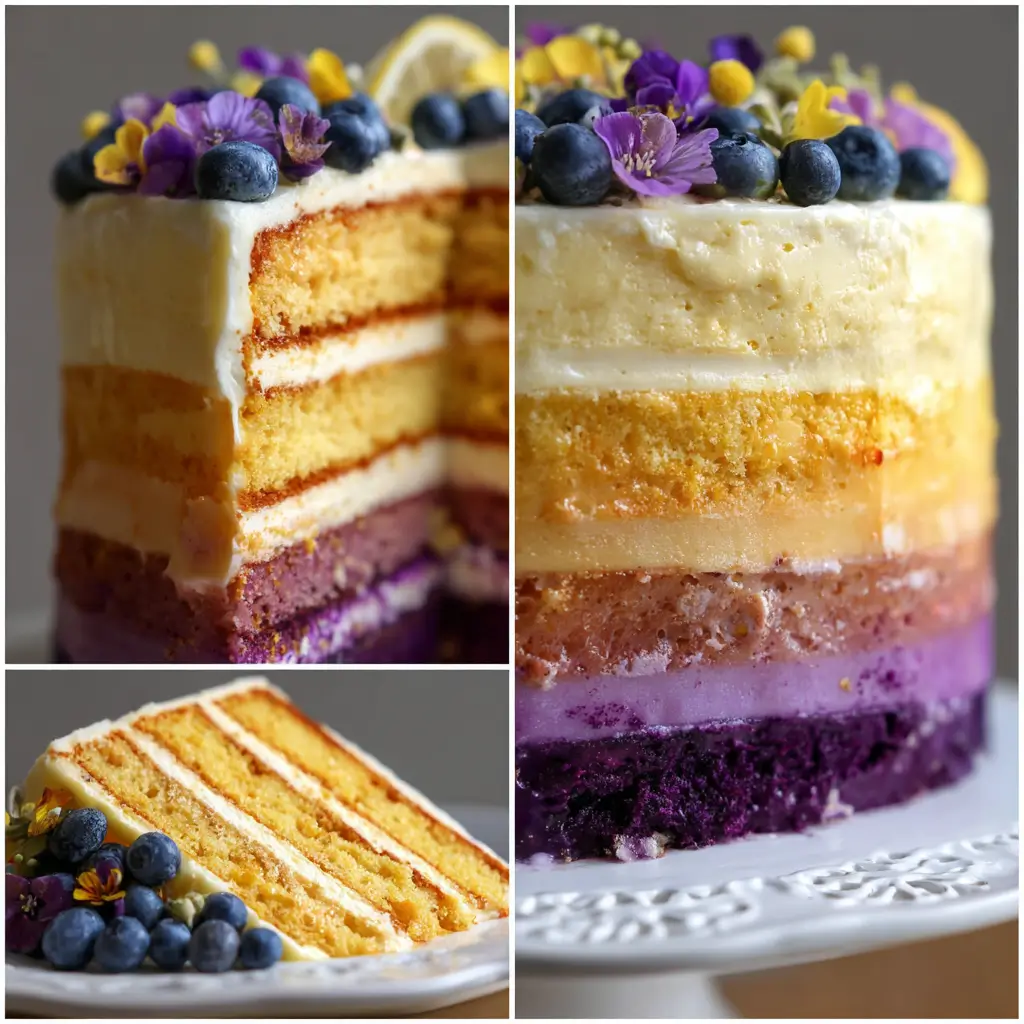 Vibrant Ombre Lemon Blueberry Cake