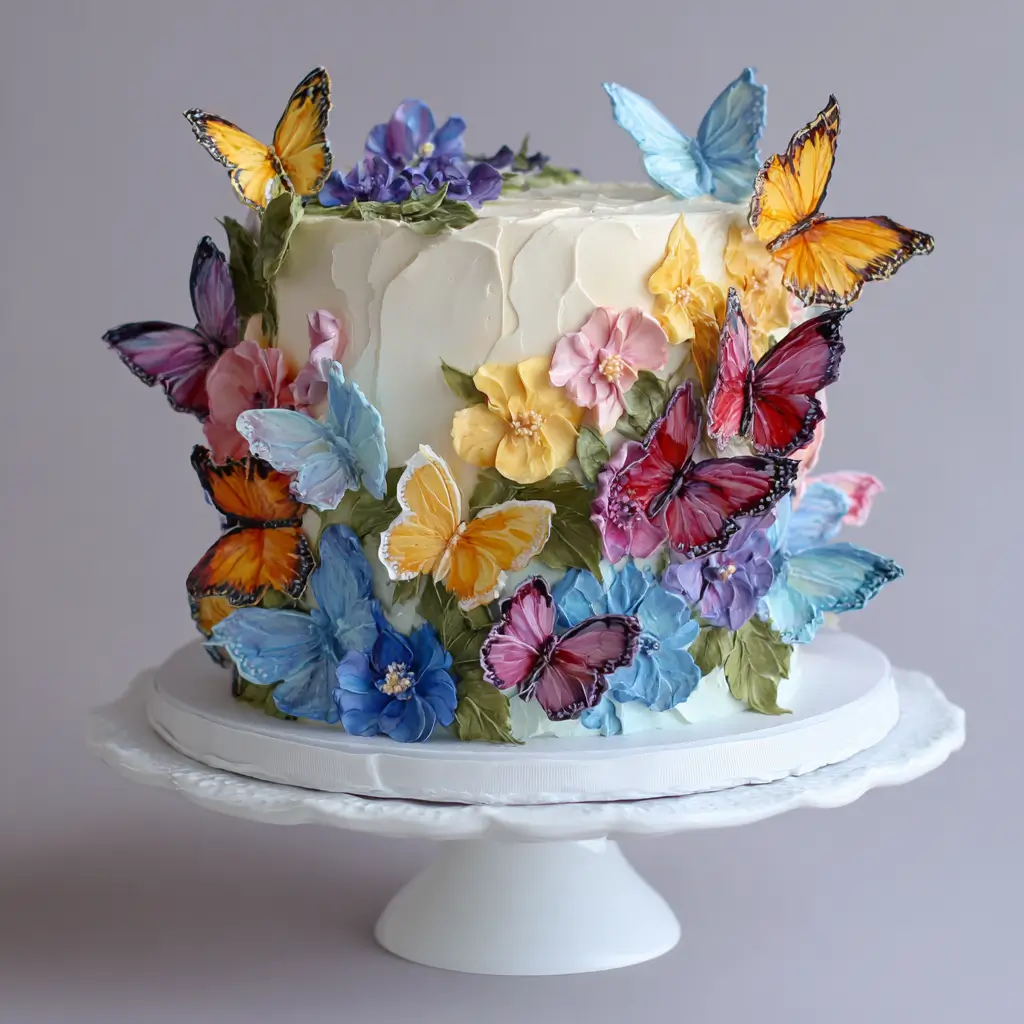 Watercolor Butterfly Garden Cake