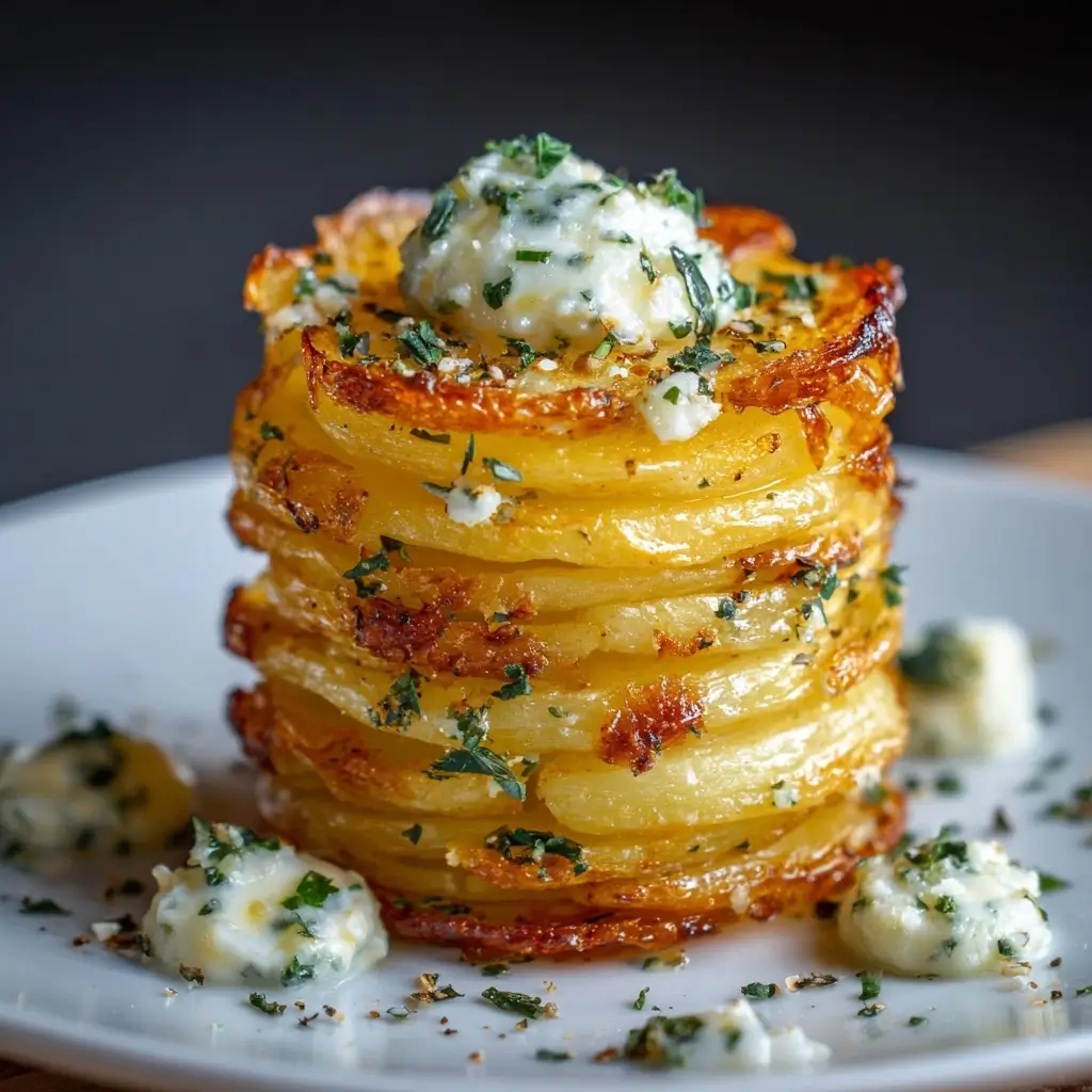 Crispy Potato Stacks (Garlic Herb Butter)
