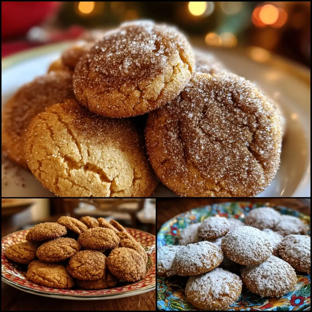 Festive Holiday Cookies (mixed batch: sugar, snickerdoodle, ginger)