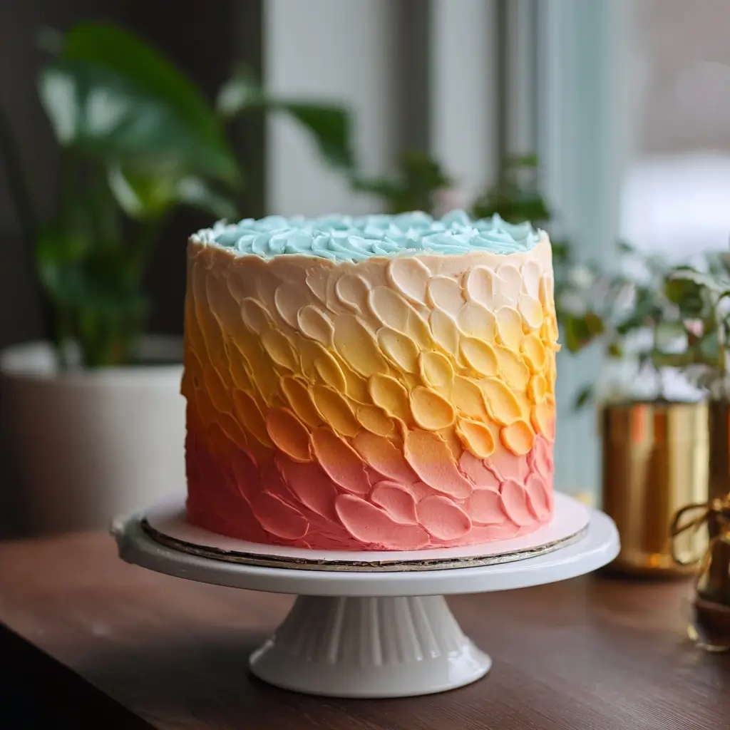 Ombre Sunset Buttercream Cake