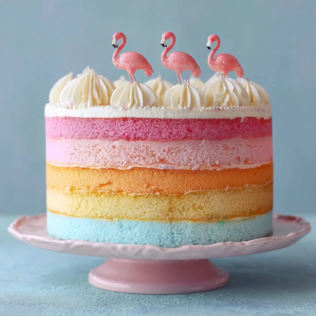 Rainbow Layered Coconut Cake