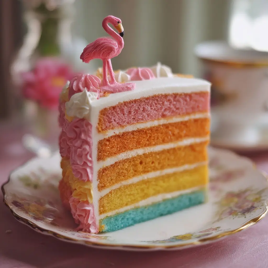 Rainbow Ombre Ombre Flamingo Cake