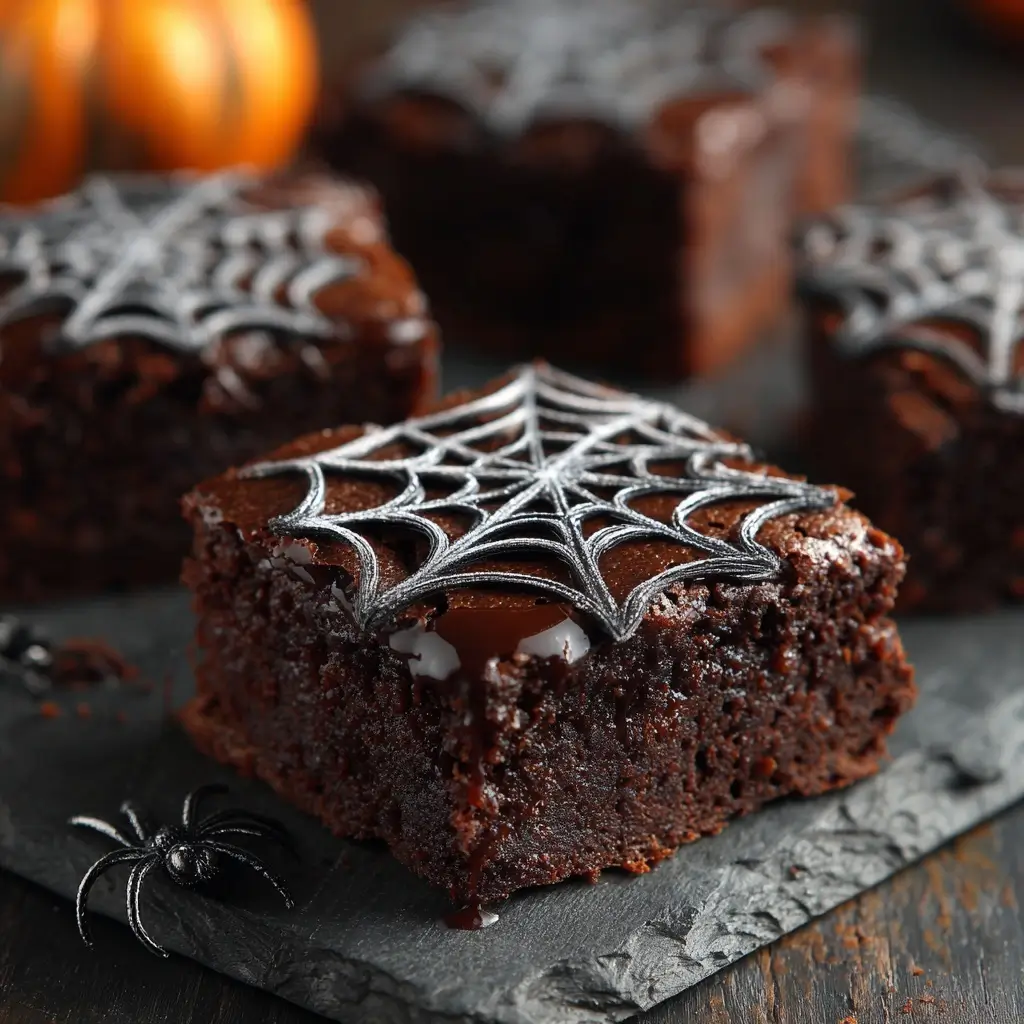 Spiderweb Halloween Brownies
