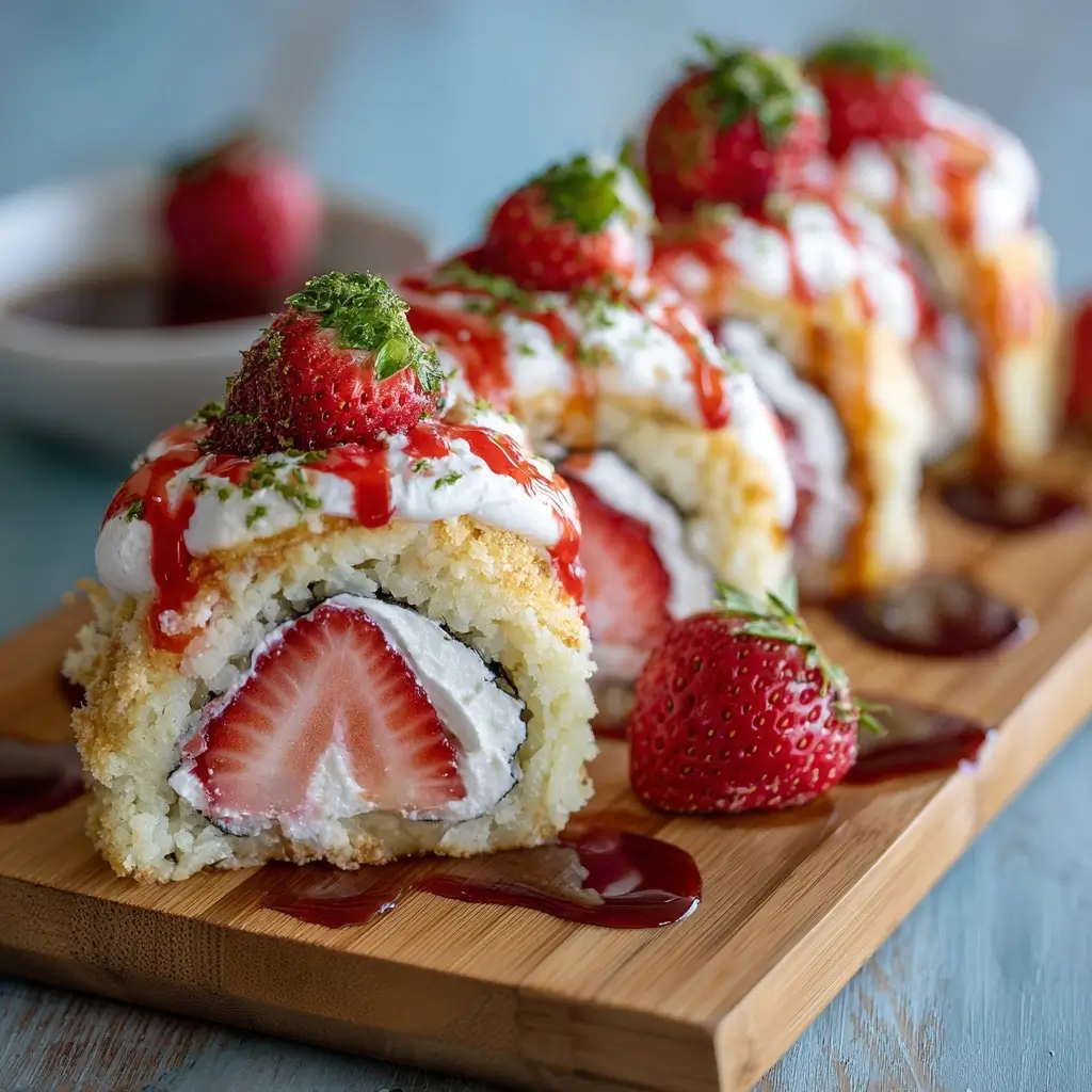 Strawberry Shortcake Sushi Rolls