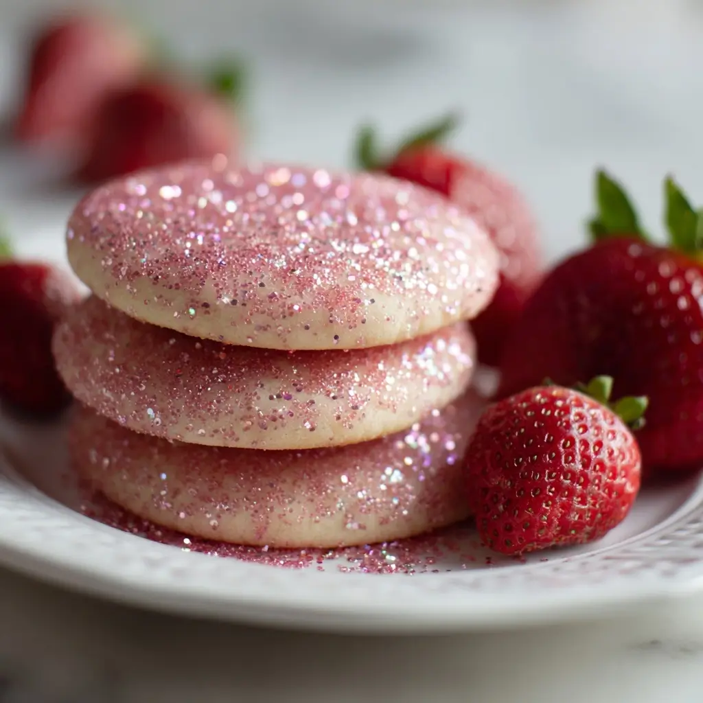 Strawberry Sugar Cookies with Sparkling Strawberry Sugar