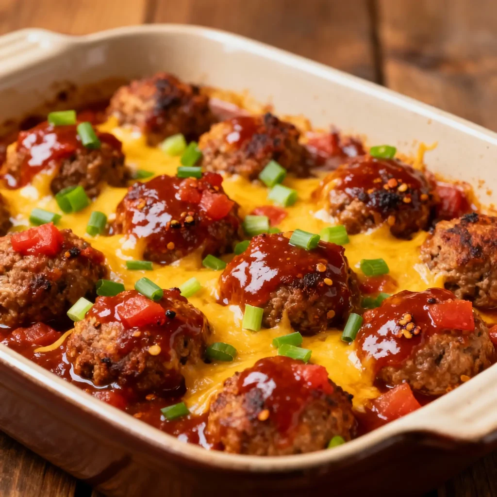 Baked BBQ Meatball Casserole