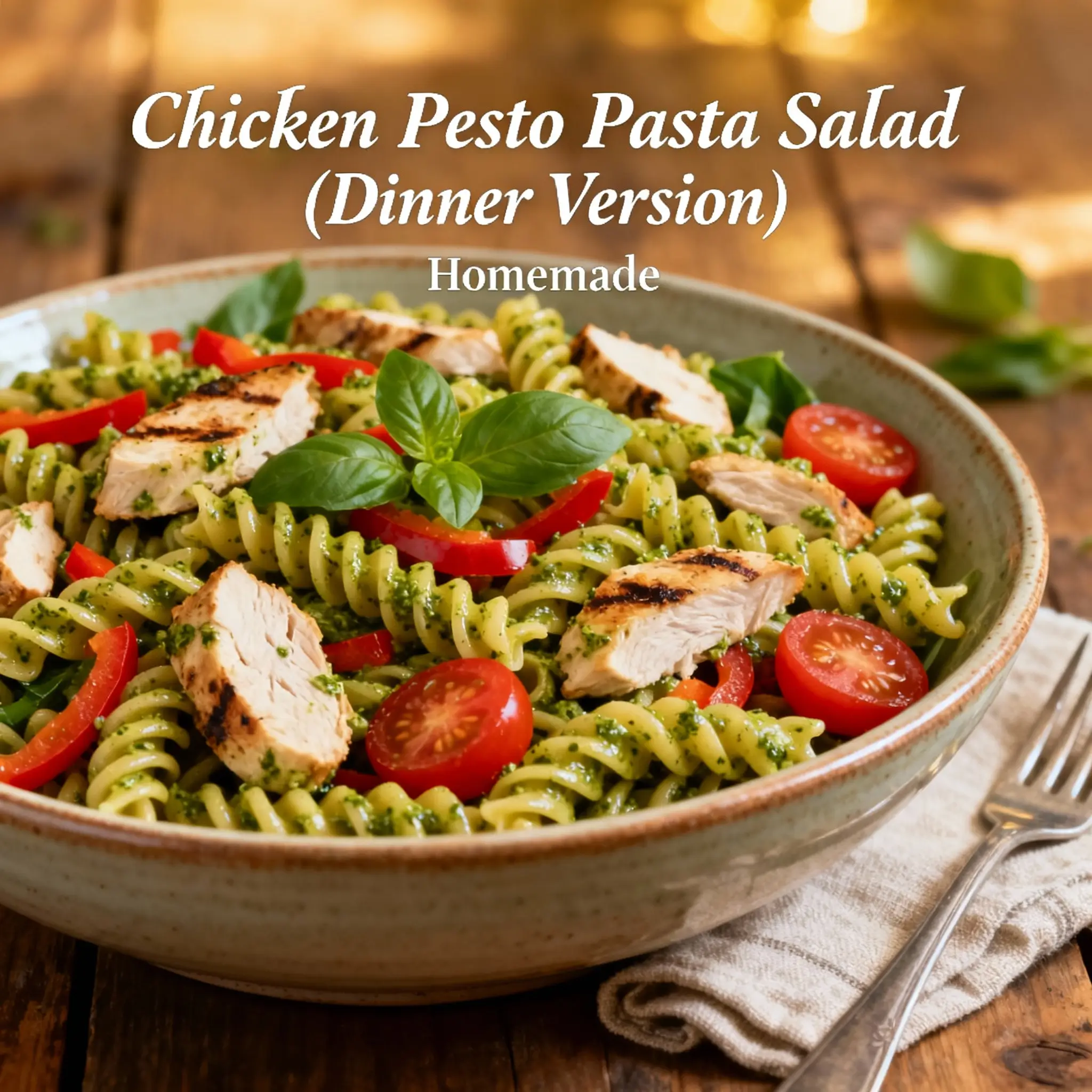 Chicken Pesto Pasta Salad (Dinner Version)