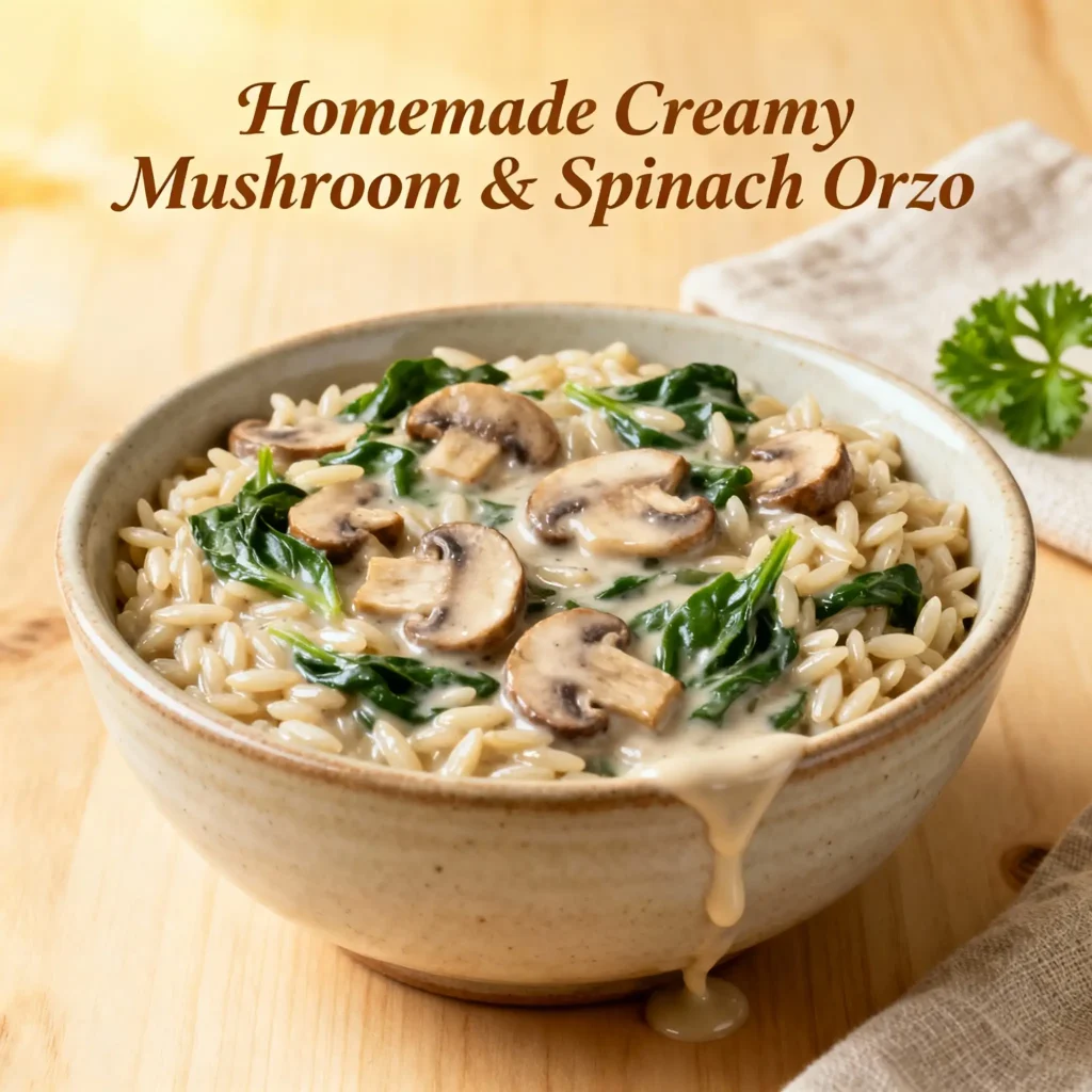 Creamy Mushroom & Spinach Orzo