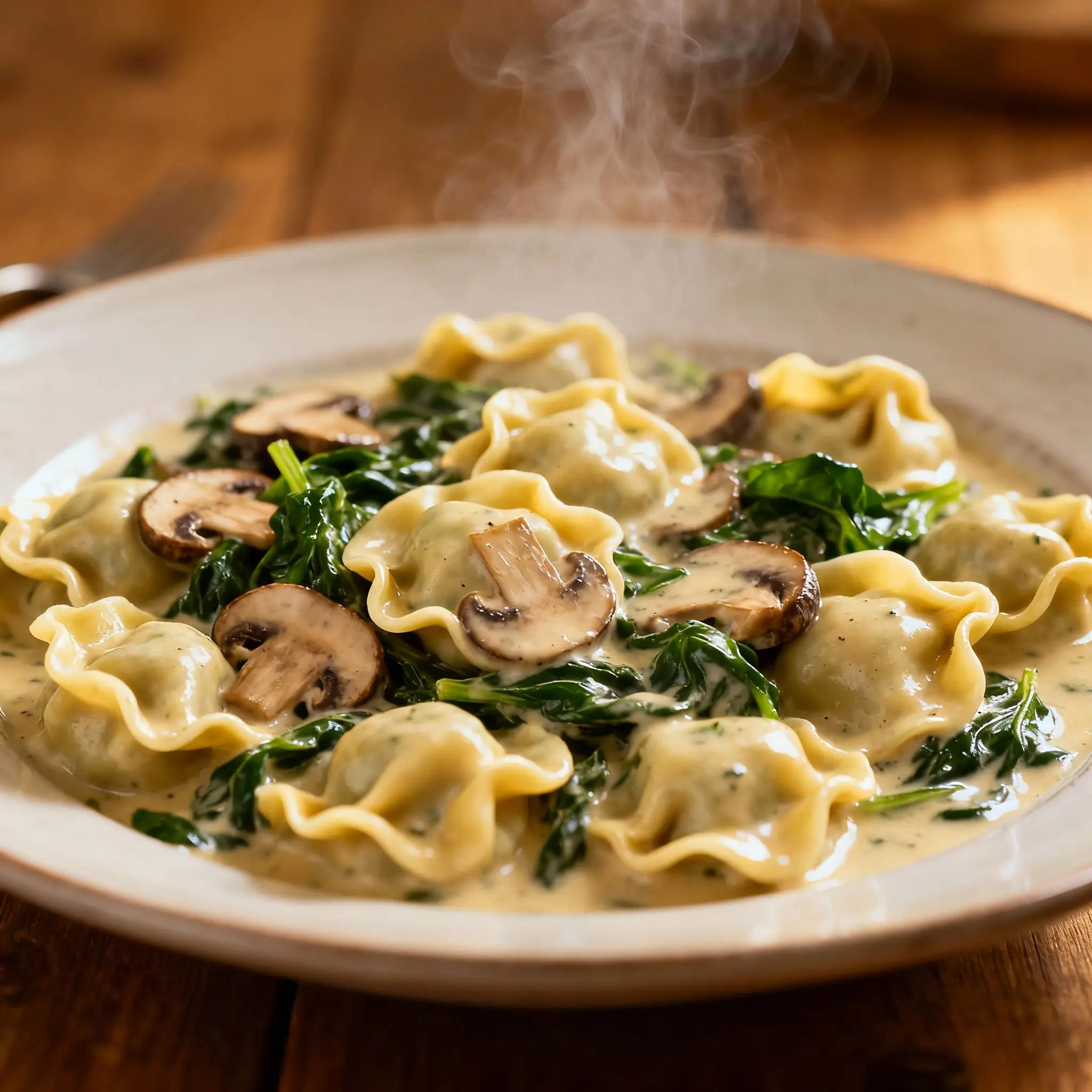 Creamy Spinach Mushroom Tortellini