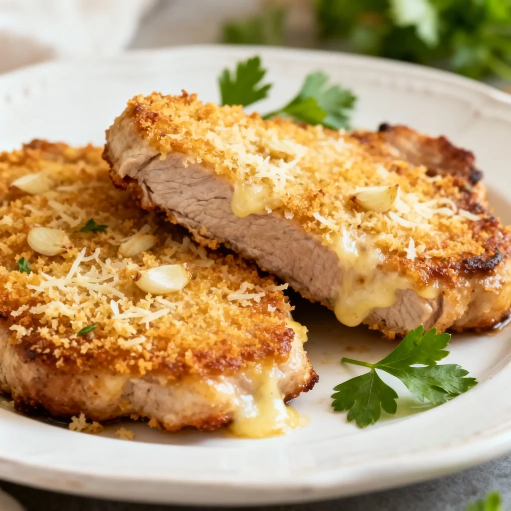 Garlic Parmesan Crusted Pork Chops