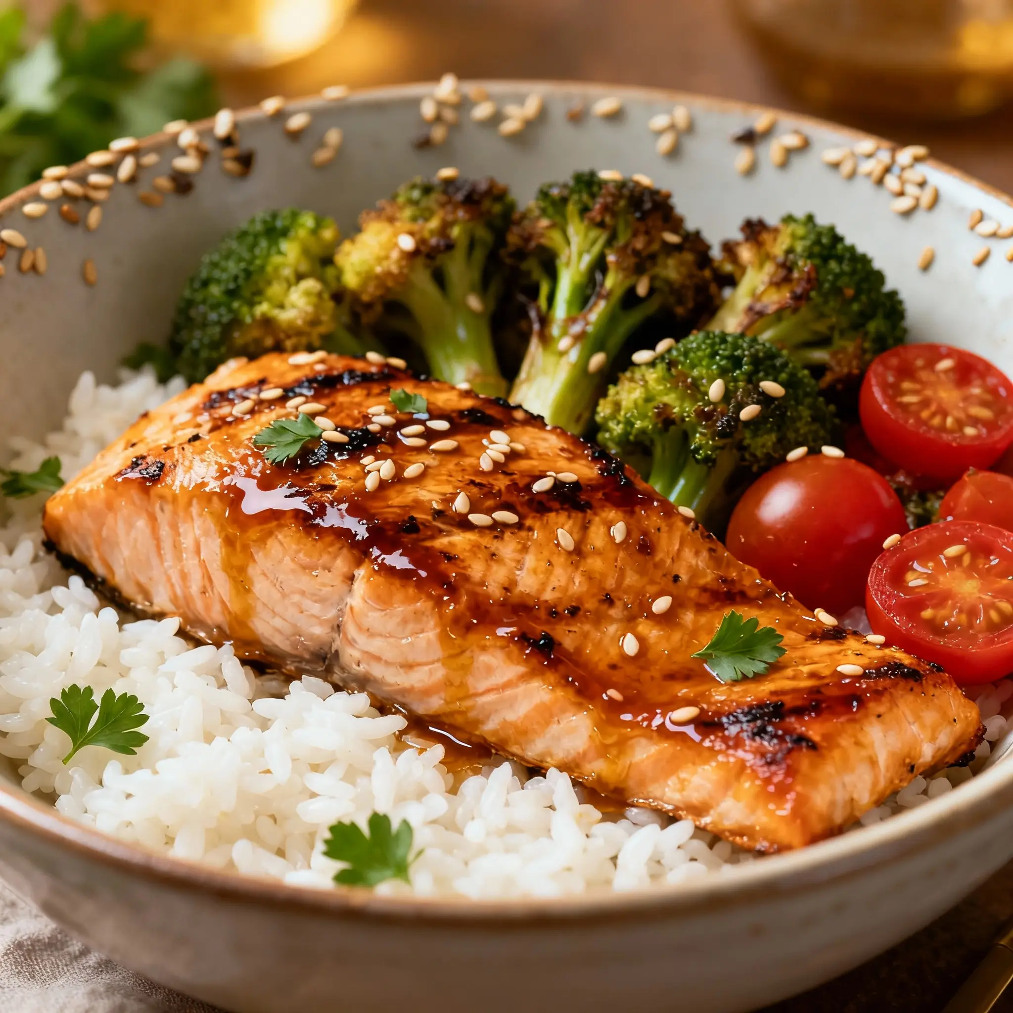Honey Garlic Salmon Bowls