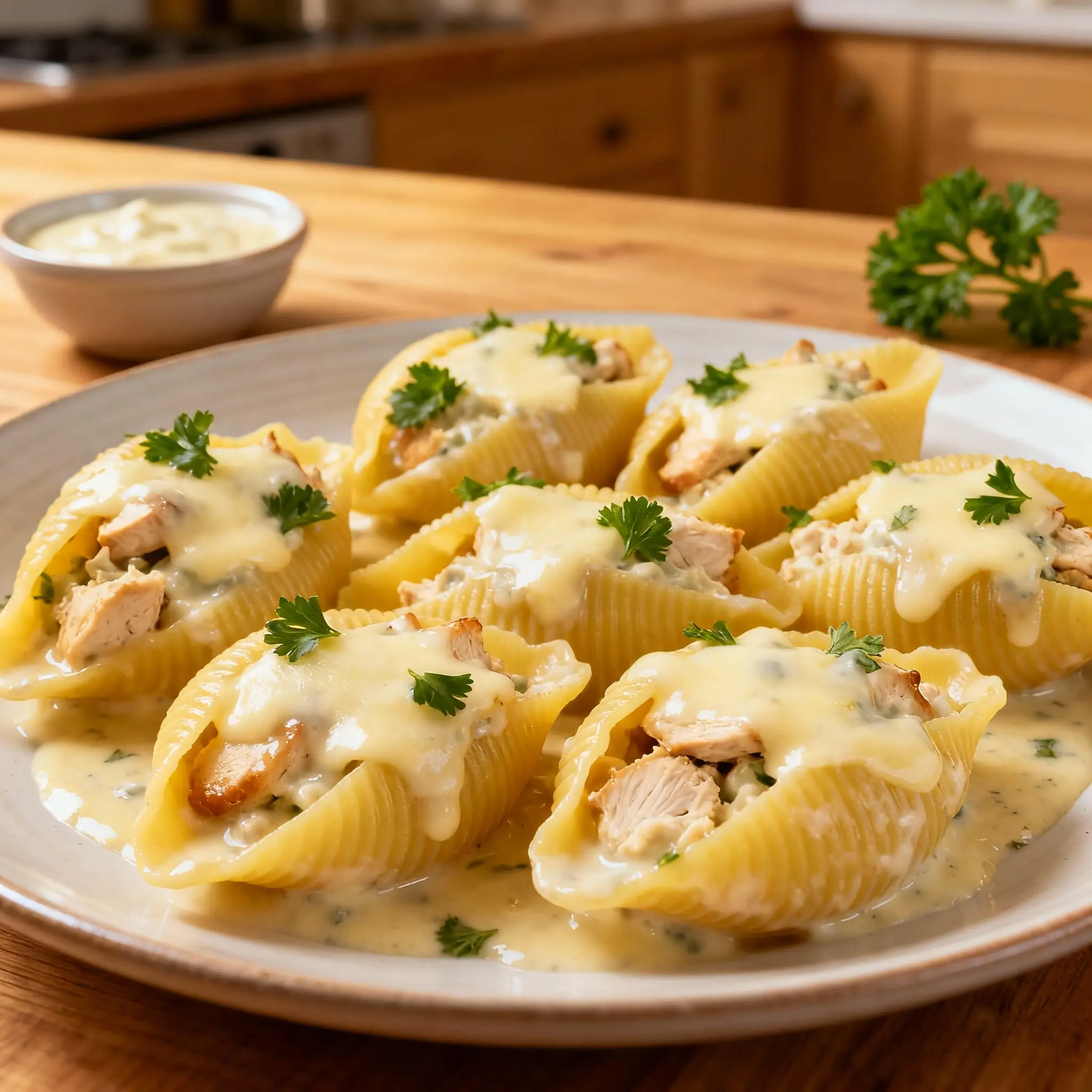 Chicken Alfredo Stuffed Shells