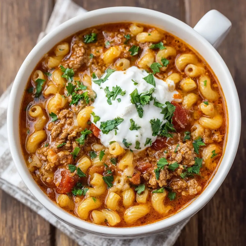 One-Pot Chili Mac Soup