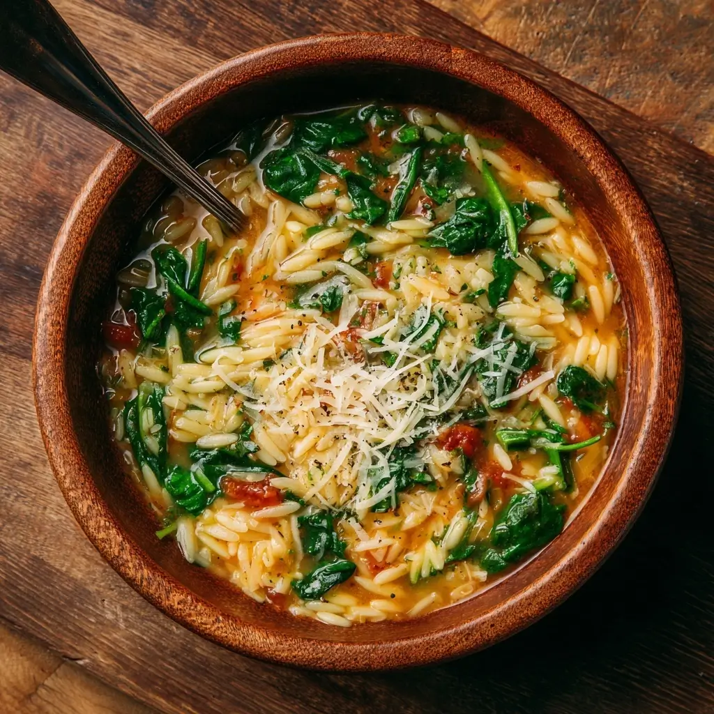 Parmesan Spinach Orzo Soup