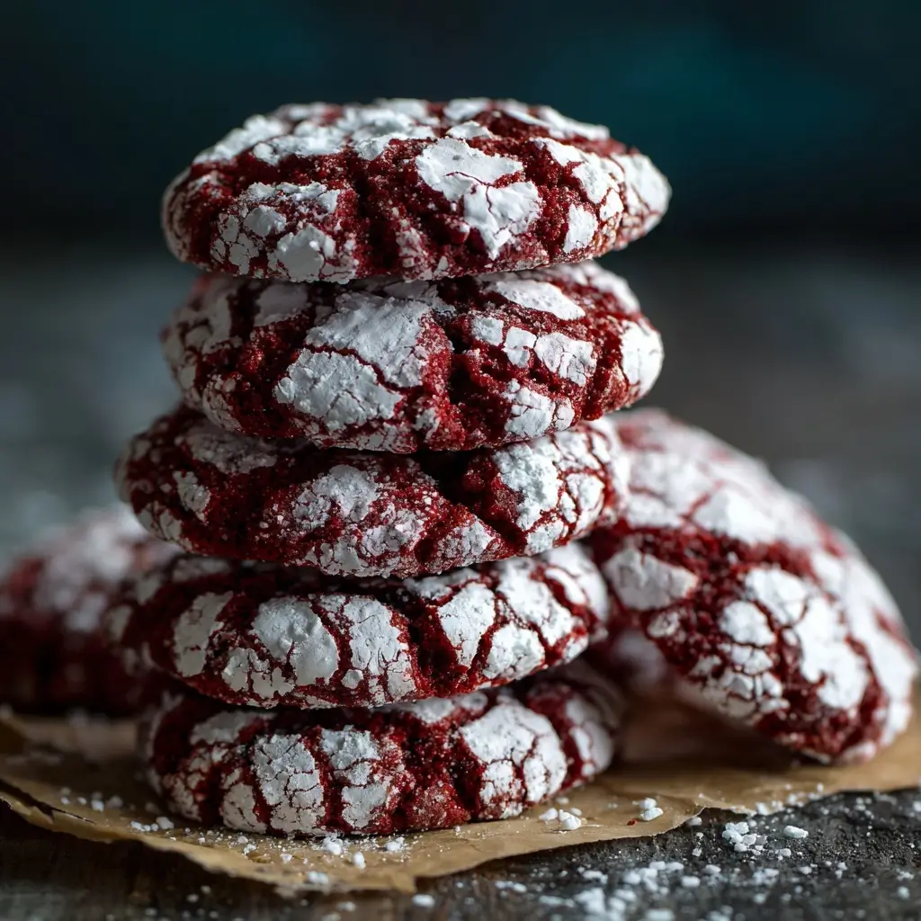 Red Velvet Crinkle Cookies