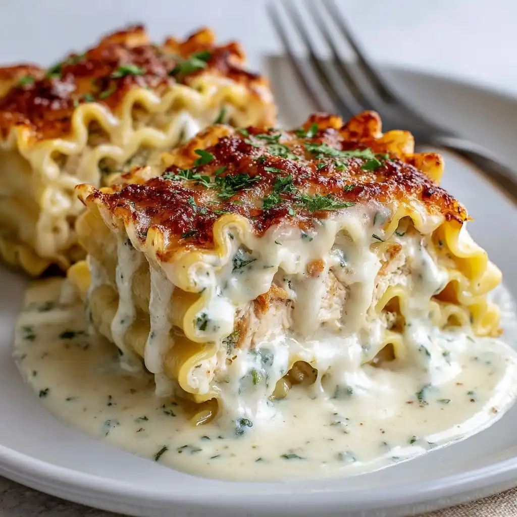 Chicken Alfredo Lasagna Roll-Ups