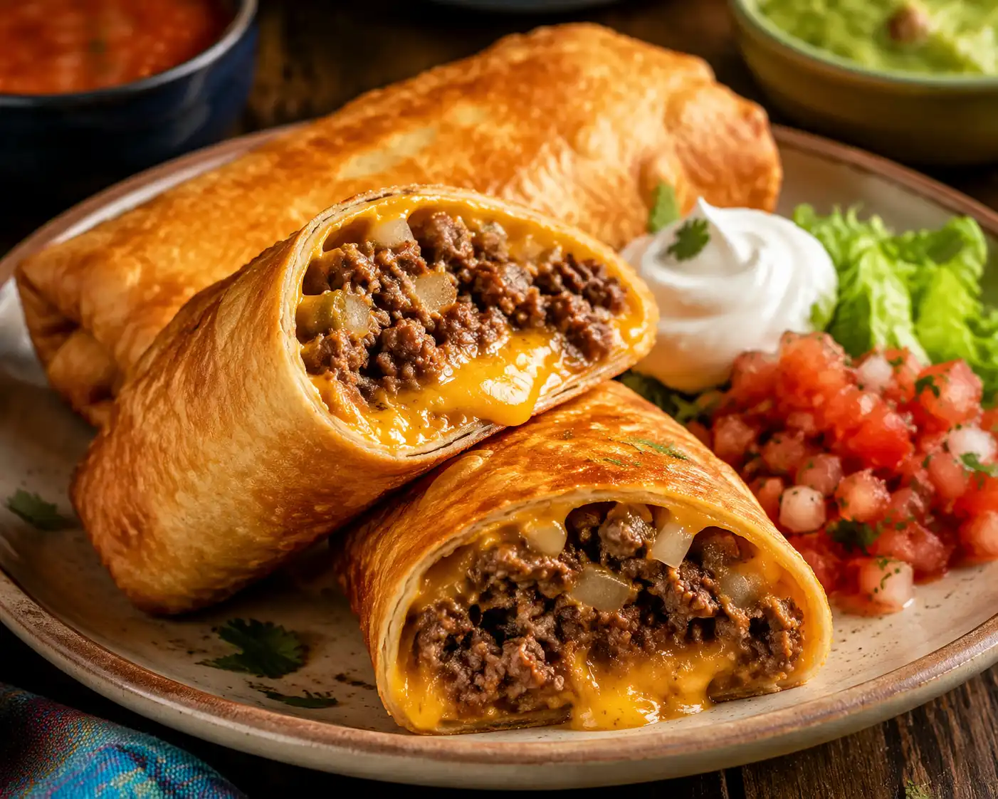 Beef and Cheese Chimichangas