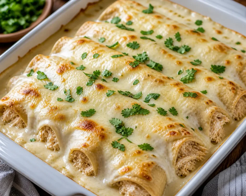 Easy White Chicken Enchiladas with Creamy White Sauce