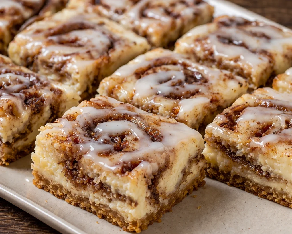 Ooey-Gooey Cinnamon Roll Cheesecake Bars