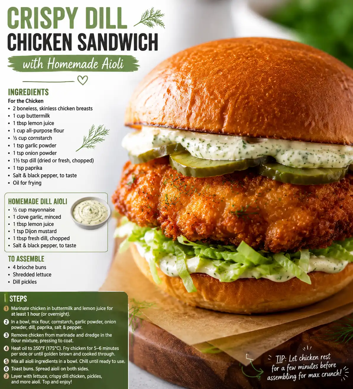 Crispy Dill Chicken Sandwich Recipe with Homemade Aioli