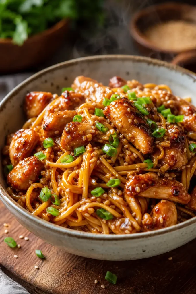 Sticky Garlic Chicken Noodles
