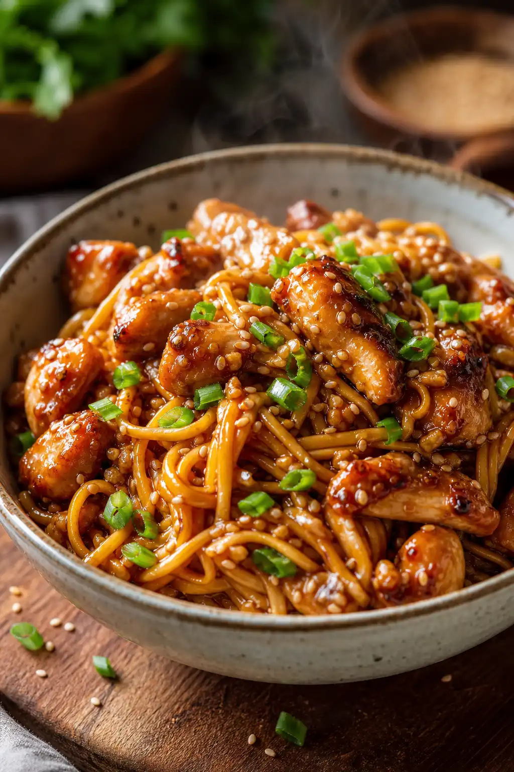 Sticky Garlic Chicken Noodles
