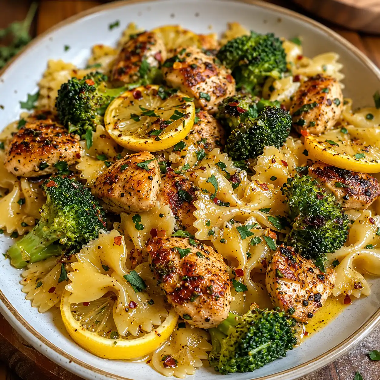 Zesty Cowboy Butter Lemon Bowtie Chicken & Broccoli Delight!