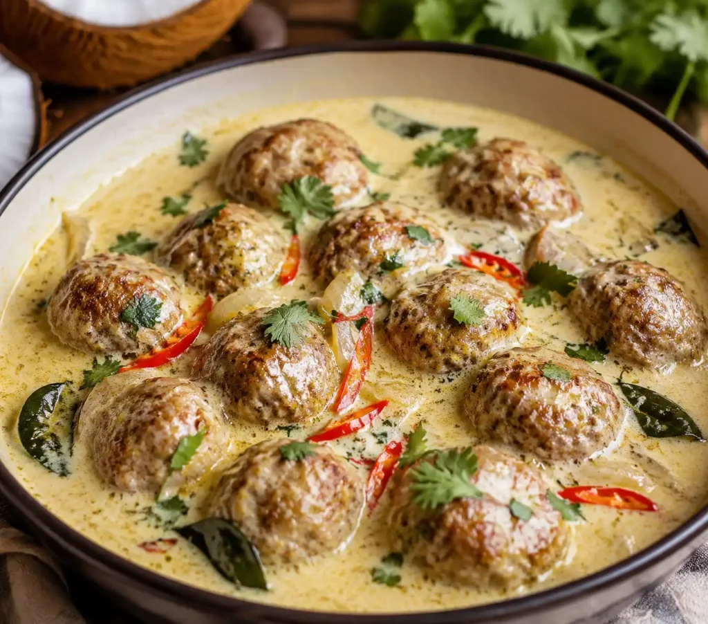 Creamy coconut gurry meatballs
