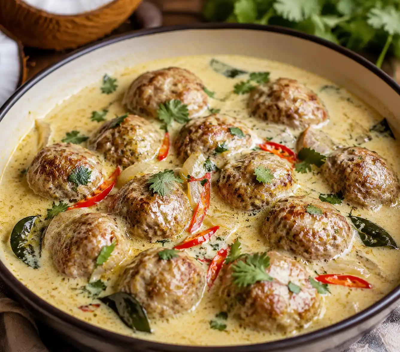 Creamy coconut gurry meatballs