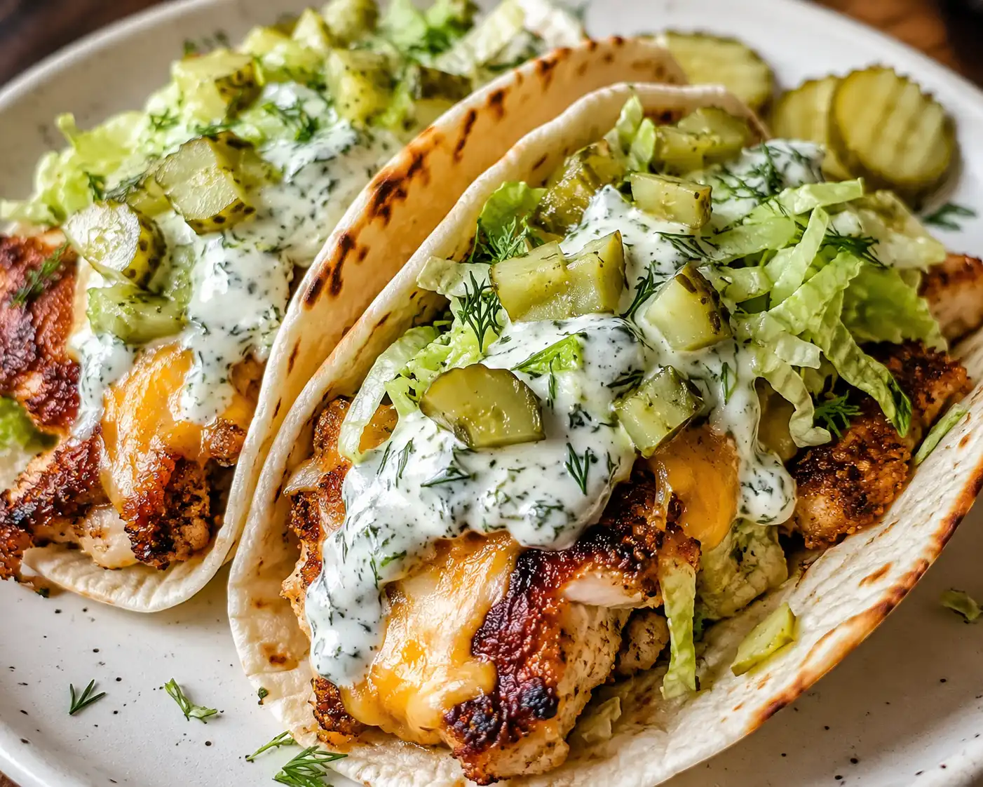 Easy Dill Pickle Ranch Smash Chicken Tacos