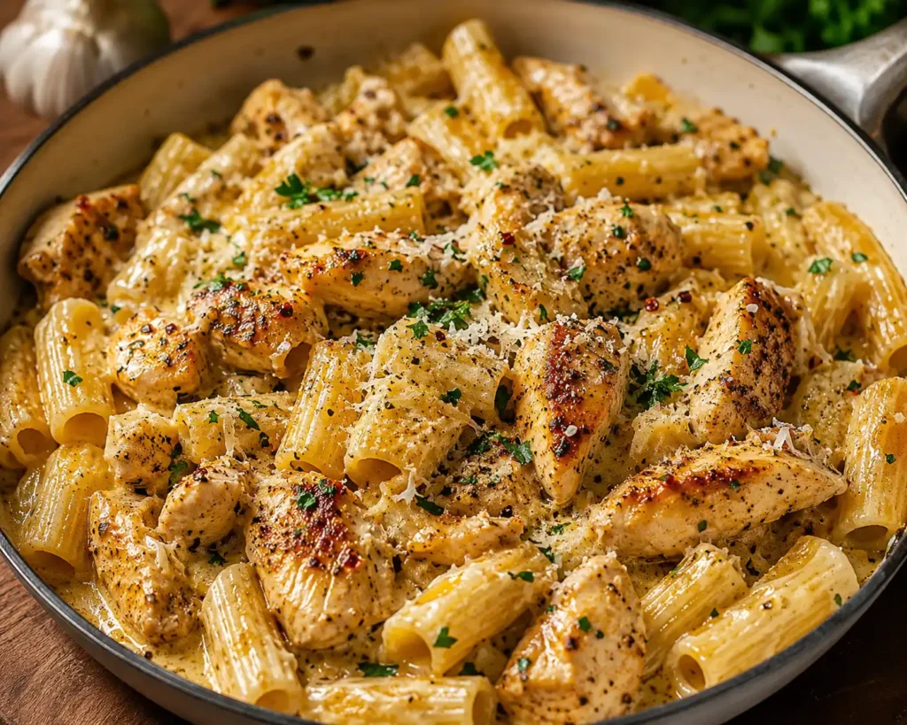 Garlic butter chicken rigatoni