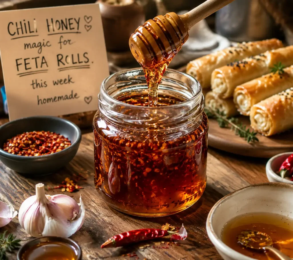 Making Chili Honey Magic For Feta Rolls This Week
