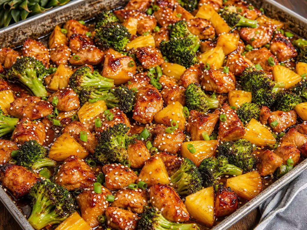 Teriyaki Sheet Pan Pineapple Chicken And Broccoli