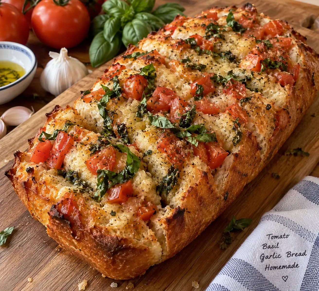 Tomato Basil Garlic Bread