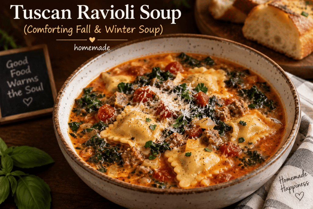 Tuscan Ravioli Soup (Comforting Fall & Winter Soup)