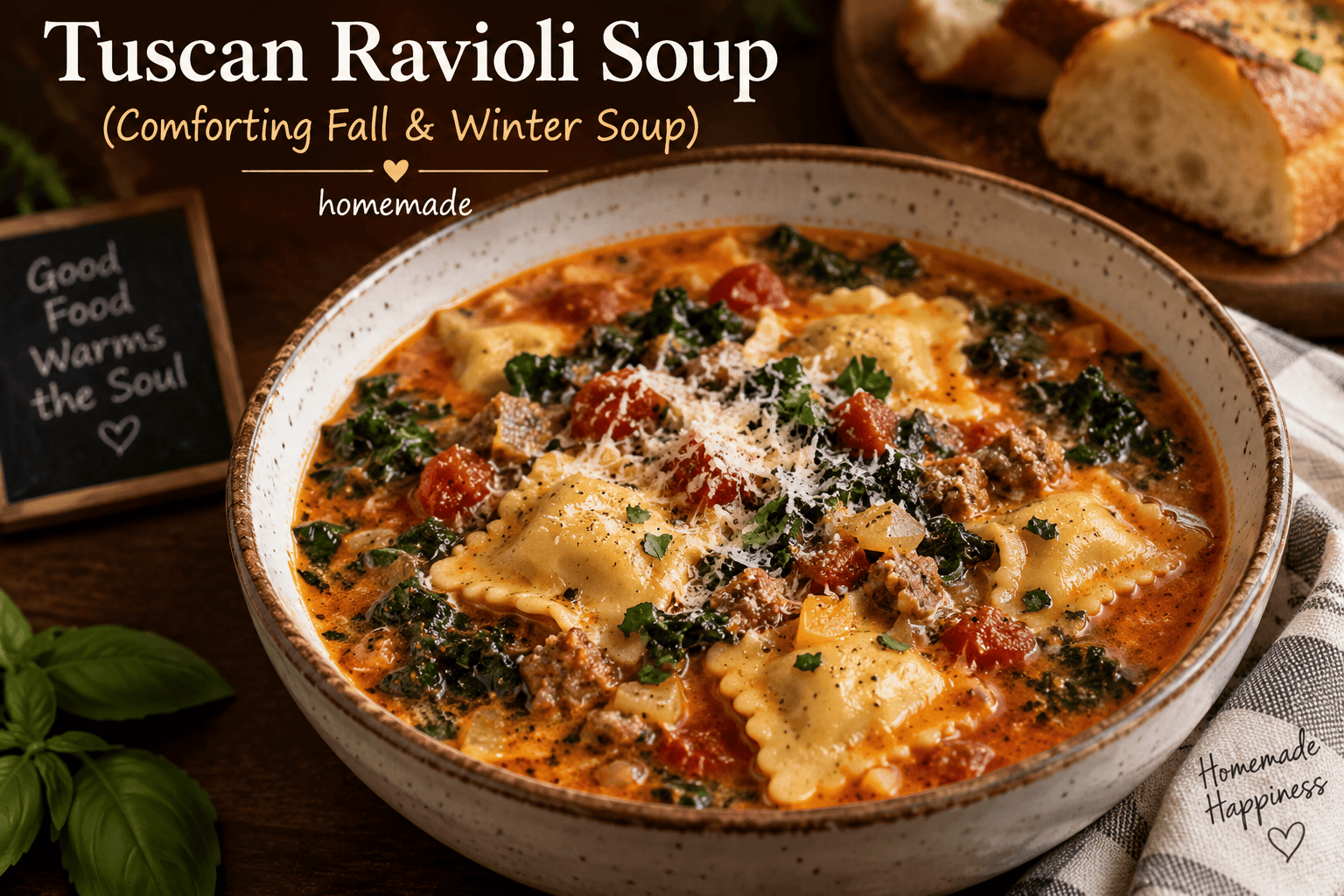 Tuscan Ravioli Soup (Comforting Fall & Winter Soup)