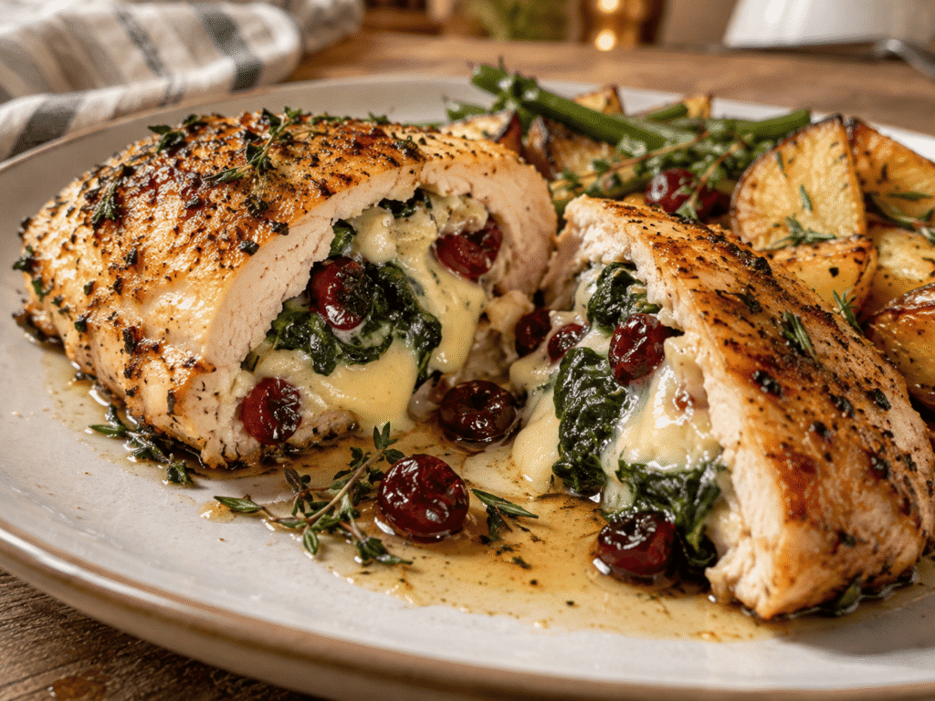 Cranberry & Spinach Stuffed Chicken with Brie